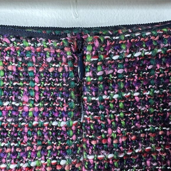 TALBOTS Knee Length Skirt Size 14W Black Pink Tweed Wool Blend Textured Flare - Picture 9 of 13